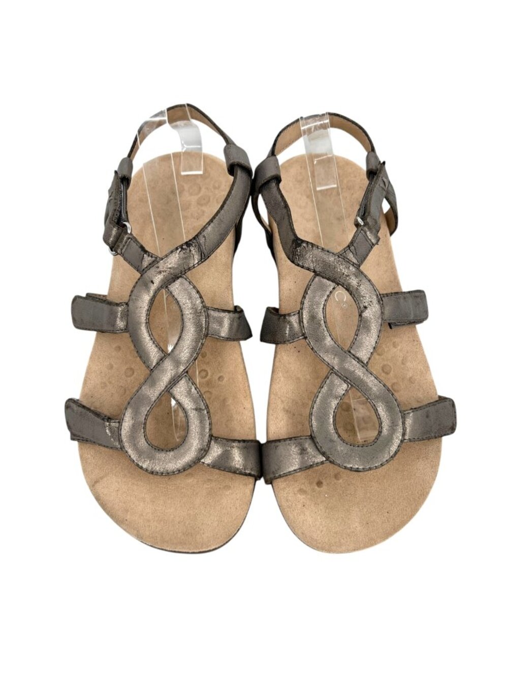 Vionic Rest Jodie Pewter Metallic Strappy Sandals Size 10 Wide Boho Minimalist